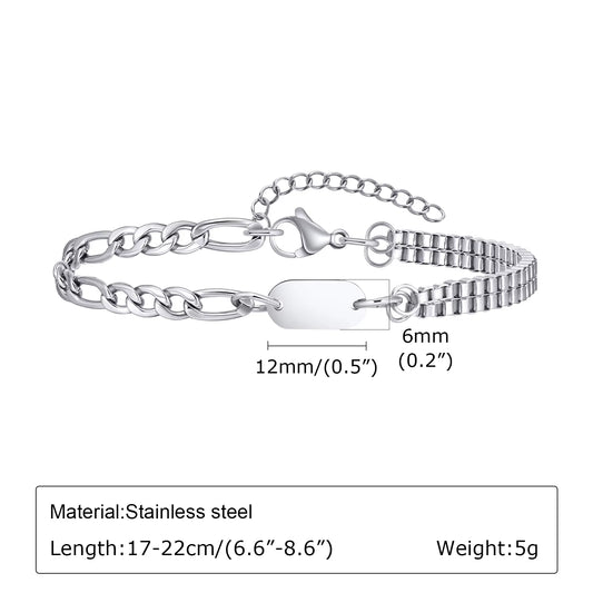 Initials Bracelets for Men Women Couple,Alphabet A-Z 26 Letter Stainless Steel Chain Link Wristband,Valentine'S Day Gift for BBF